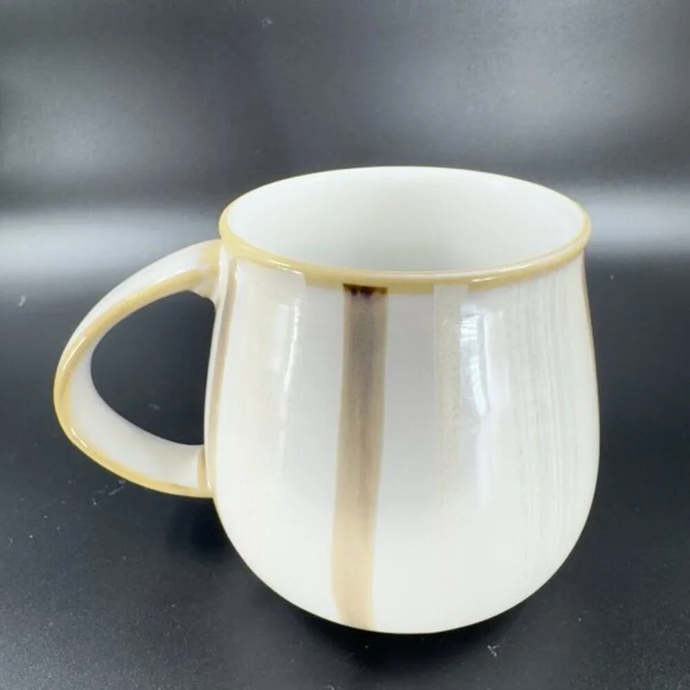 Denby Truffle Layers Stoneware Mug Cup Brown Stripes Porcelain England Set Of 2‎